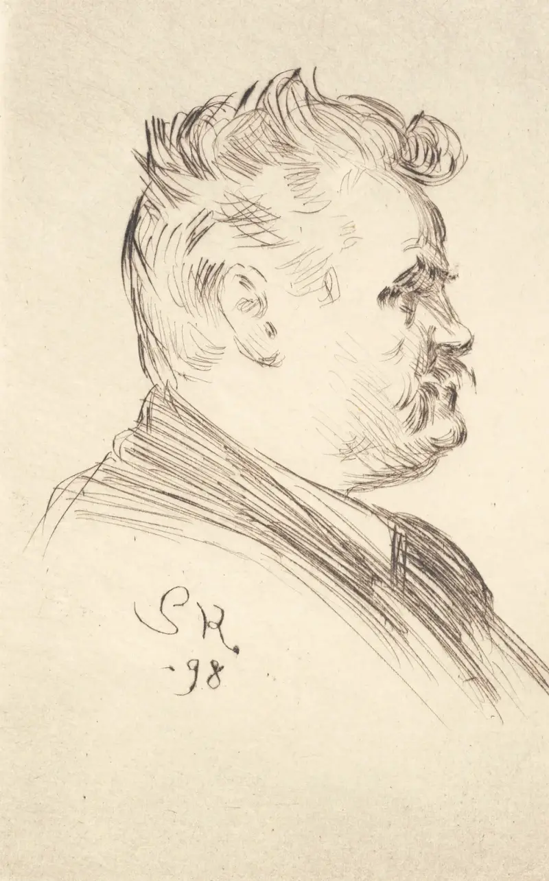 Porträtt av Carl Locher, profil av Peder Severin Krøyer