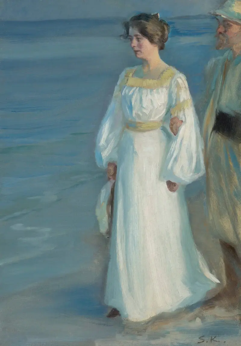 Summer Evening on Skagen Beach, Portrait of the Artist’s Wife av Peder Severin Krøyer