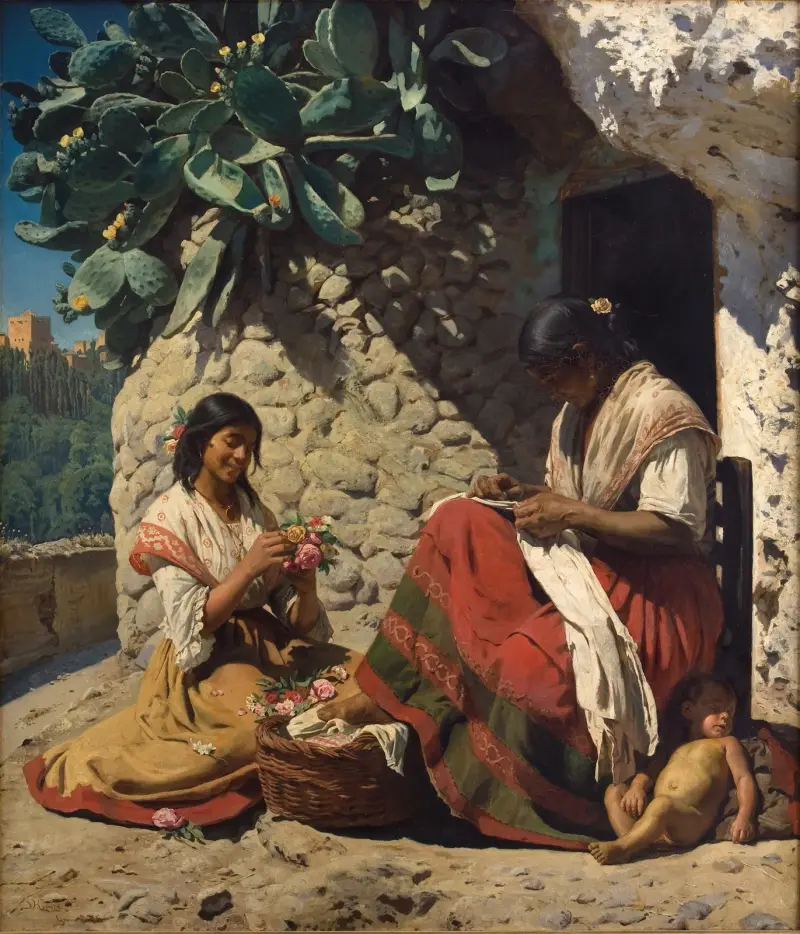 Two Gipsy Women Outside their Cottage. Spain av Peder Severin Krøyer