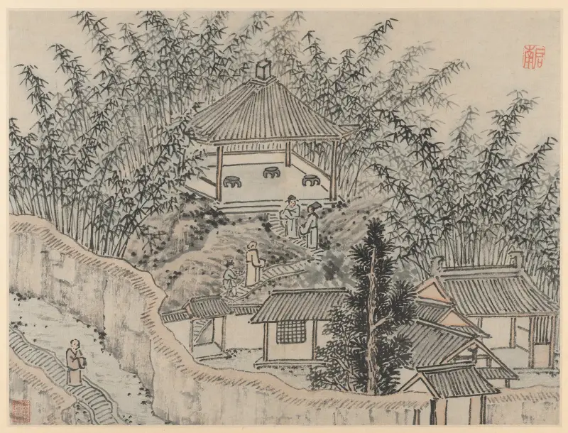 Bamboo Pavilion, Tiger Hill, from Twelve Views of Tiger Hill, Suzhou av Shen Zhou