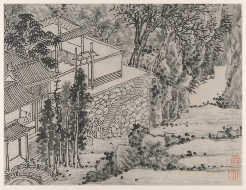 The Enlightened Stone Retreat, from Twelve Views of Tiger Hill, Suzhou av Shen Zhou