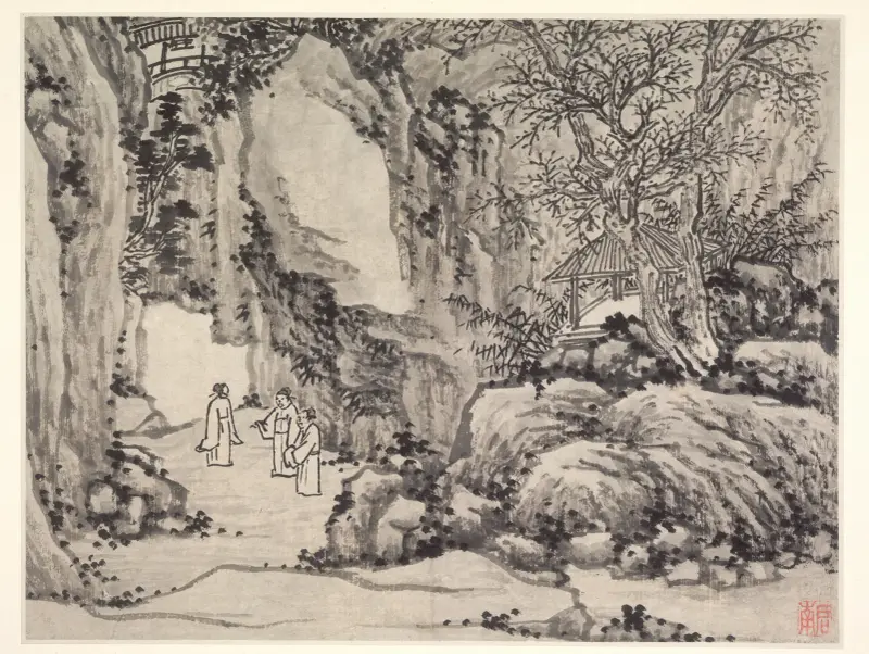 The Sword Spring, Tiger Hill, from Twelve Views of Tiger Hill, Suzhou av Shen Zhou