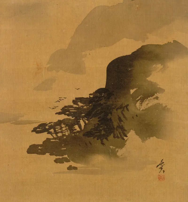 Shoreline with Birds av Shibata Zeshin