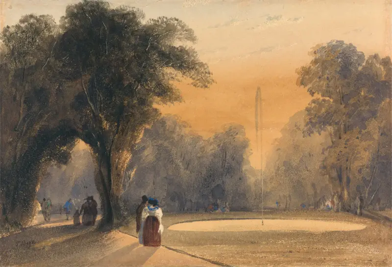 Fontän i trädgården, Paris; kväll av Thomas Shotter Boys