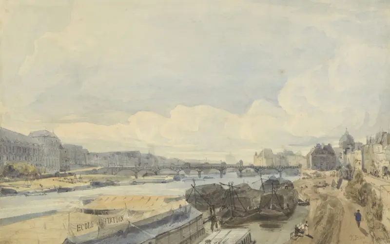 Gezicht over de Seine ter hoogte van de Pont des Arts av Thomas Shotter Boys