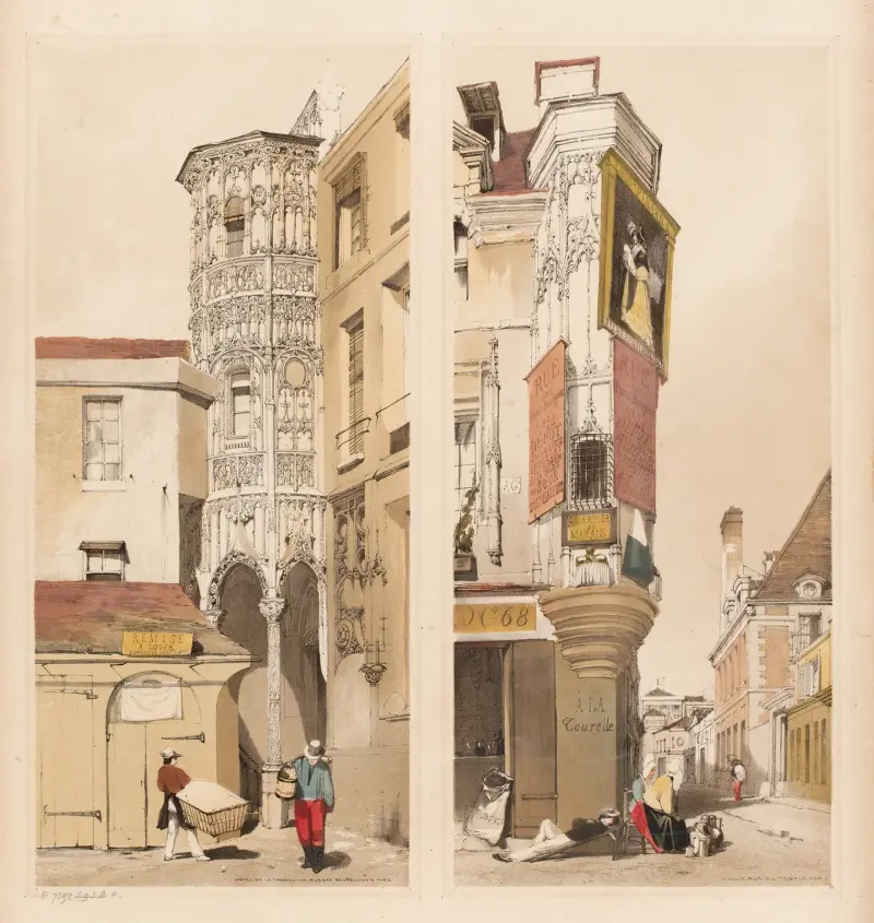 Hôtel de la Trémouille, rue des Bourdonnais et Vieille-rue-du-Temple, Paris av Thomas Shotter Boys