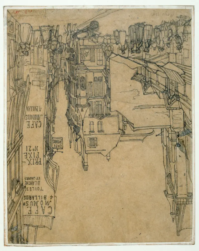 La rue des Prêtres Saint-Germain l’Auxerrois et le café Momus av Thomas Shotter Boys