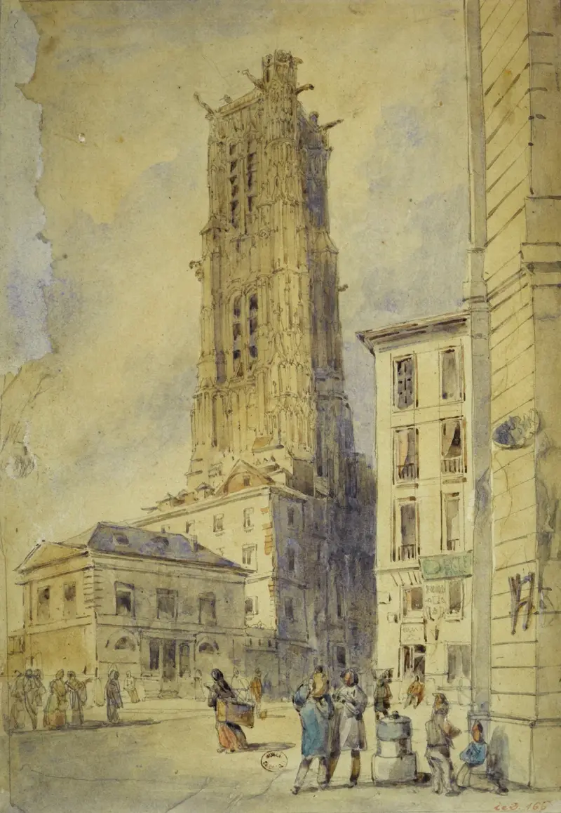 La Tour Saint-Jacques avant son dégagement av Thomas Shotter Boys