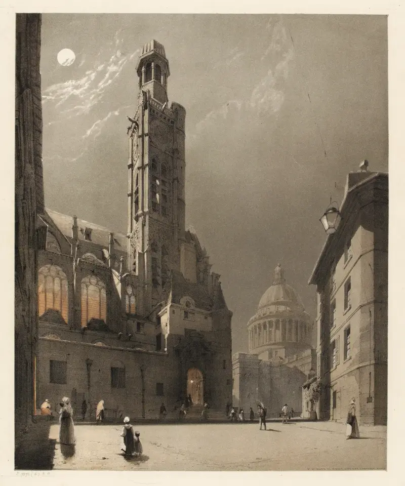St Etienne du Mont and the Panthéon, Paris av Thomas Shotter Boys
