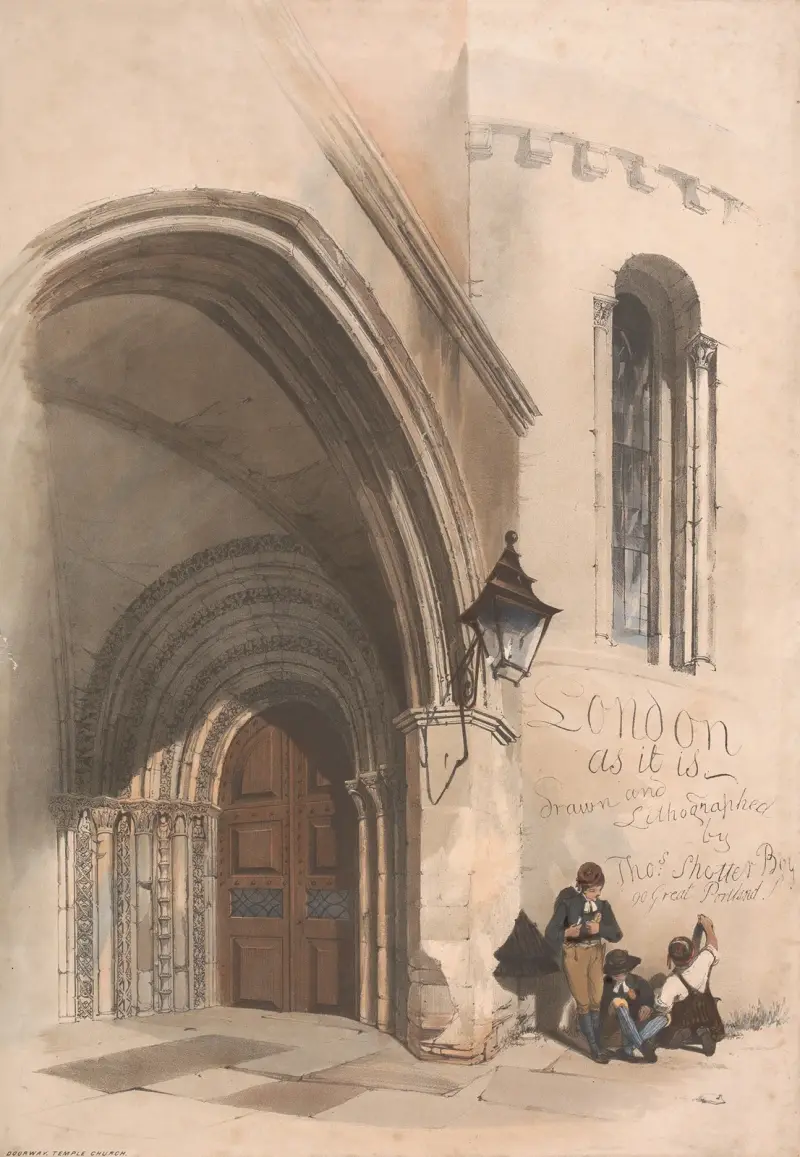 Titelblad till en serie litografier av London av Thomas Shotter Boys