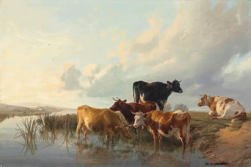 Dobytek u řeky, Thomas Sidney Cooper