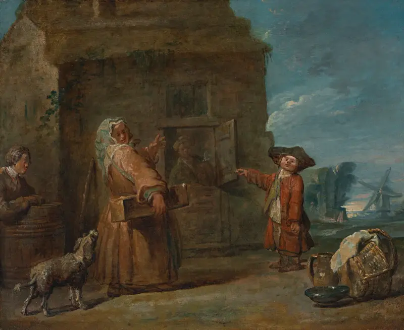 En genrescen, möjligen La boïte du prestidigitateur (»Trollkarlens låda«) av Jean Siméon Chardin