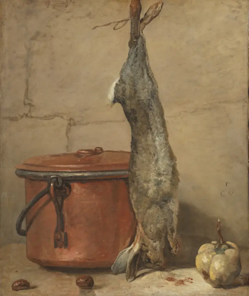 Rabbit and Copper Pot av Jean Siméon Chardin