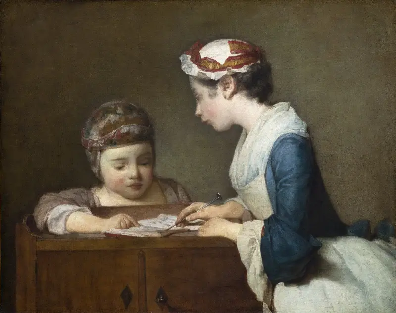 The Little Schoolmistress av Jean Siméon Chardin
