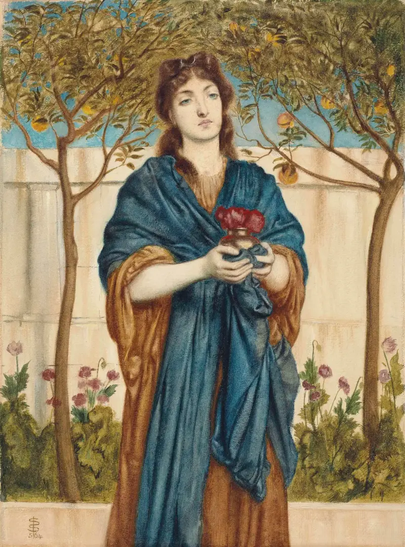 En prästinna till Diana offrar vallmo av Simeon Solomon