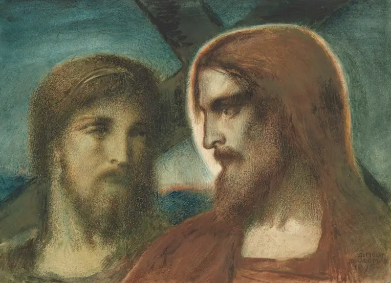 Kristus och Josef från Arimataia av Simeon Solomon