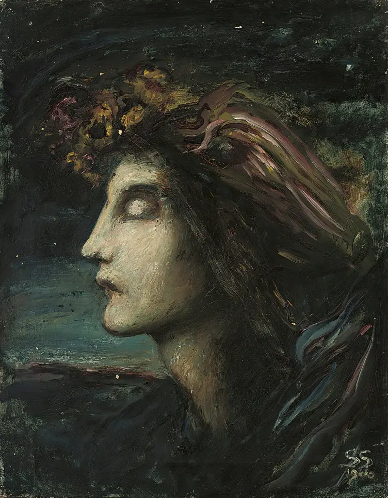 Studie hlavy, 1900, Simeon Solomon
