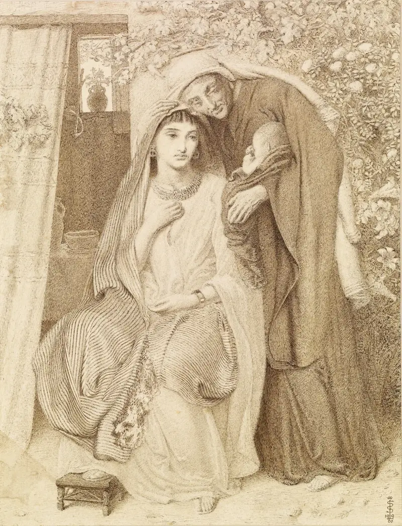 Ruth, Naomi and the Child Obed av Simeon Solomon