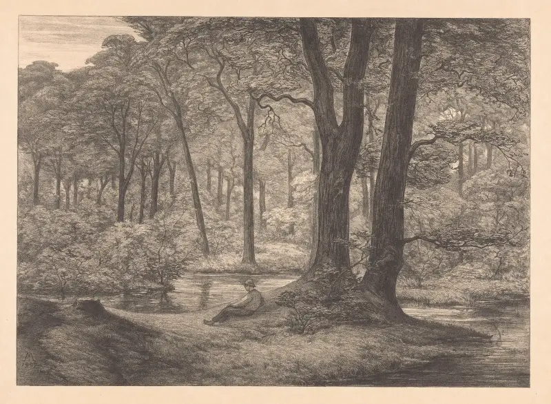 Gezicht op de Hunnenschans op de Veluwe De hunnenschans av Simon Moulijn