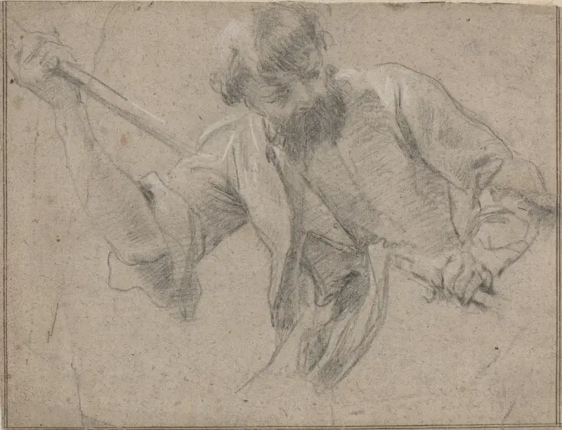 Ein bärtiger Mann mit einem Stab von Simon Vouet