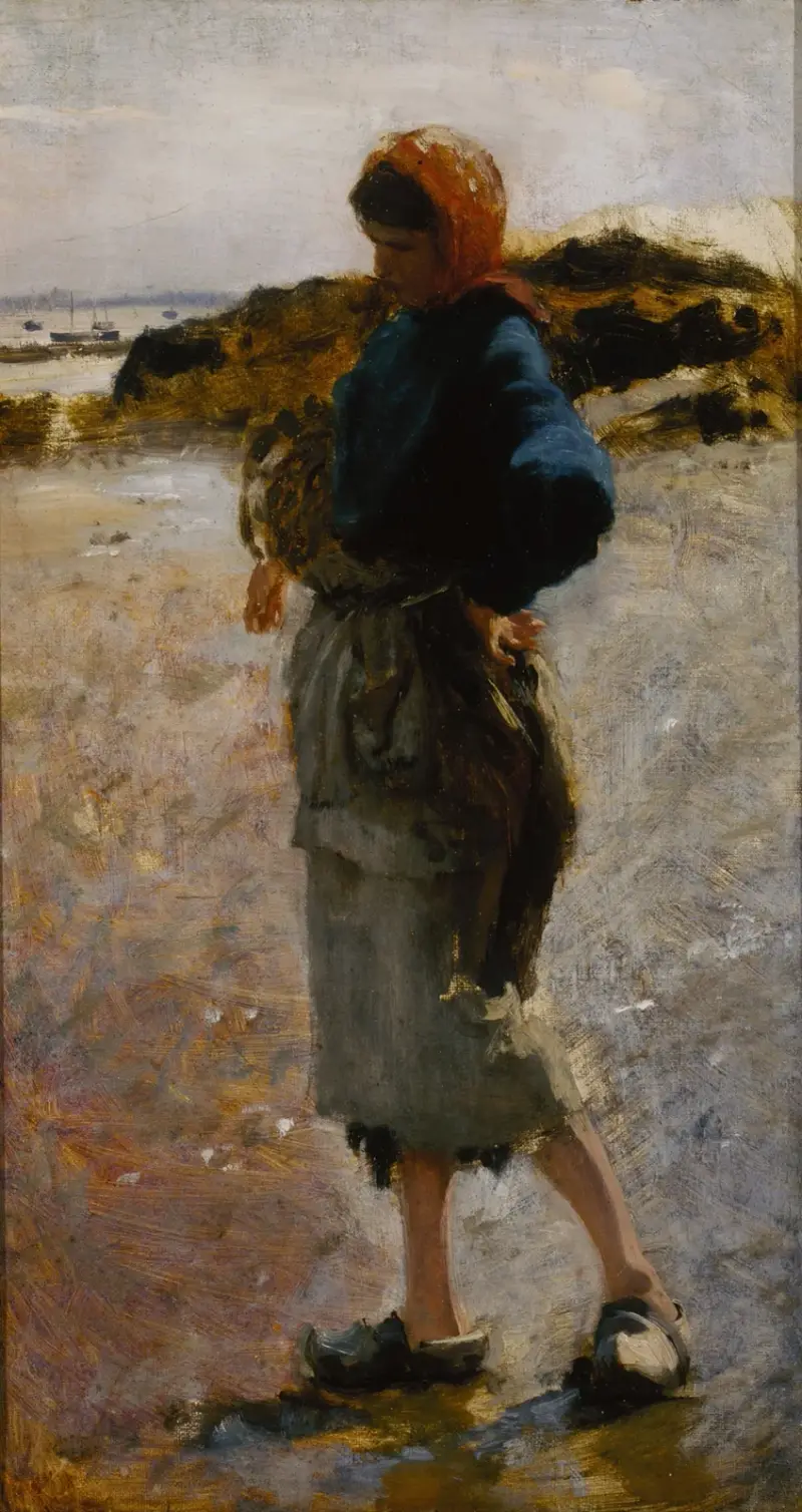 Girl on the Beach, Sketch for ‘Oyster Gatherers of Cancale’ av John Singer Sargent