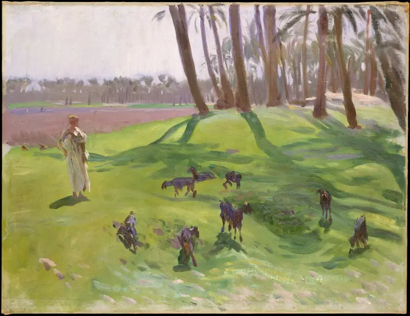 Krajina s pasáčkem koz, John Singer Sargent