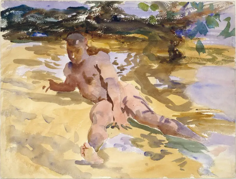 Muž na pláži, Florida, John Singer Sargent