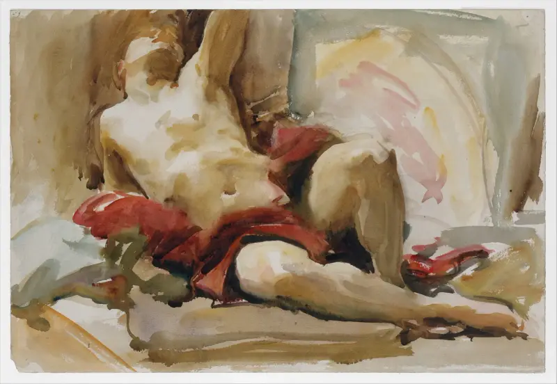 Mann mit rotem Vorhang von John Singer Sargent