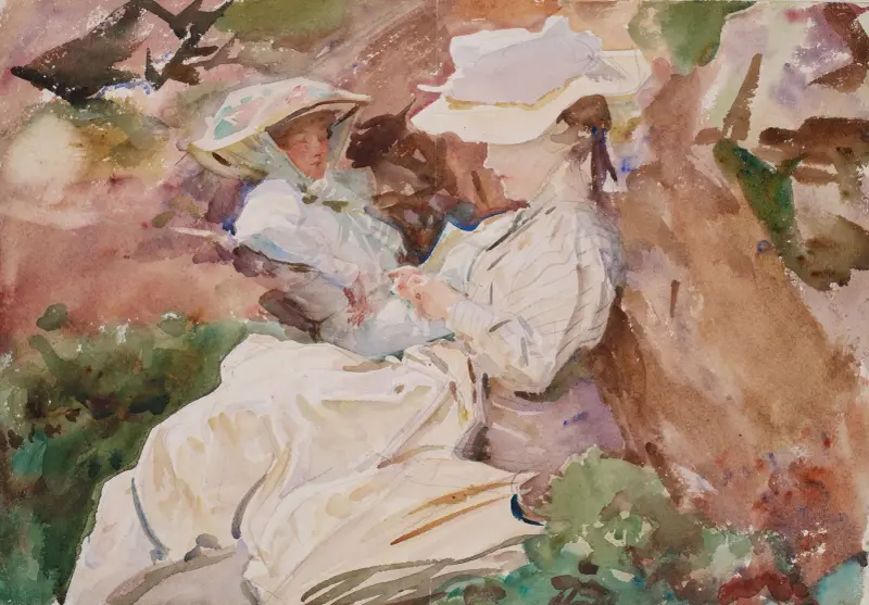 Simplon – Mrs Barnard and her Daughter Dorothy av John Singer Sargent