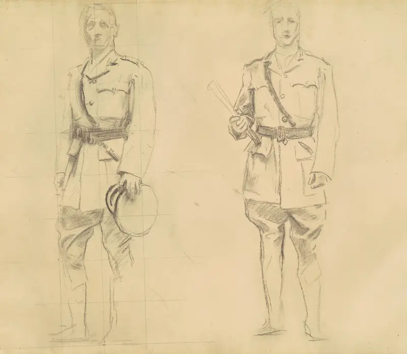 Studies of Generals Plumer and Haig for ‘General Officers of World War I’ (recto) av John Singer Sargent