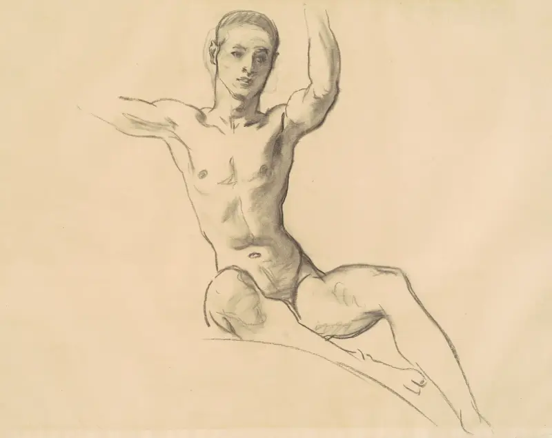 Study for Figure above ‘Music’ II av John Singer Sargent