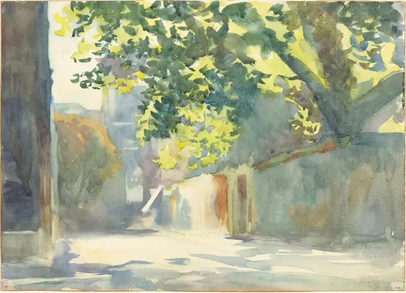 Oslněná zeď pod stromem, John Singer Sargent
