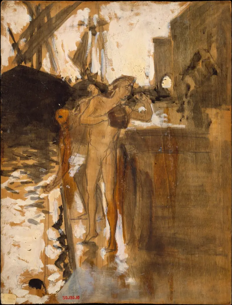 Two Nude Bathers Standing on a Wharf av John Singer Sargent