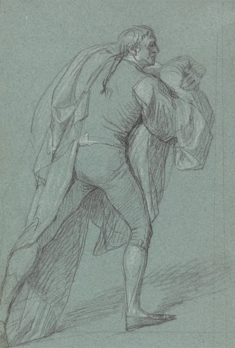 Figurstudie till målningen av Lord Duncans seger: Studie för sjöman som bär den holländska flaggan av John Singleton Copley