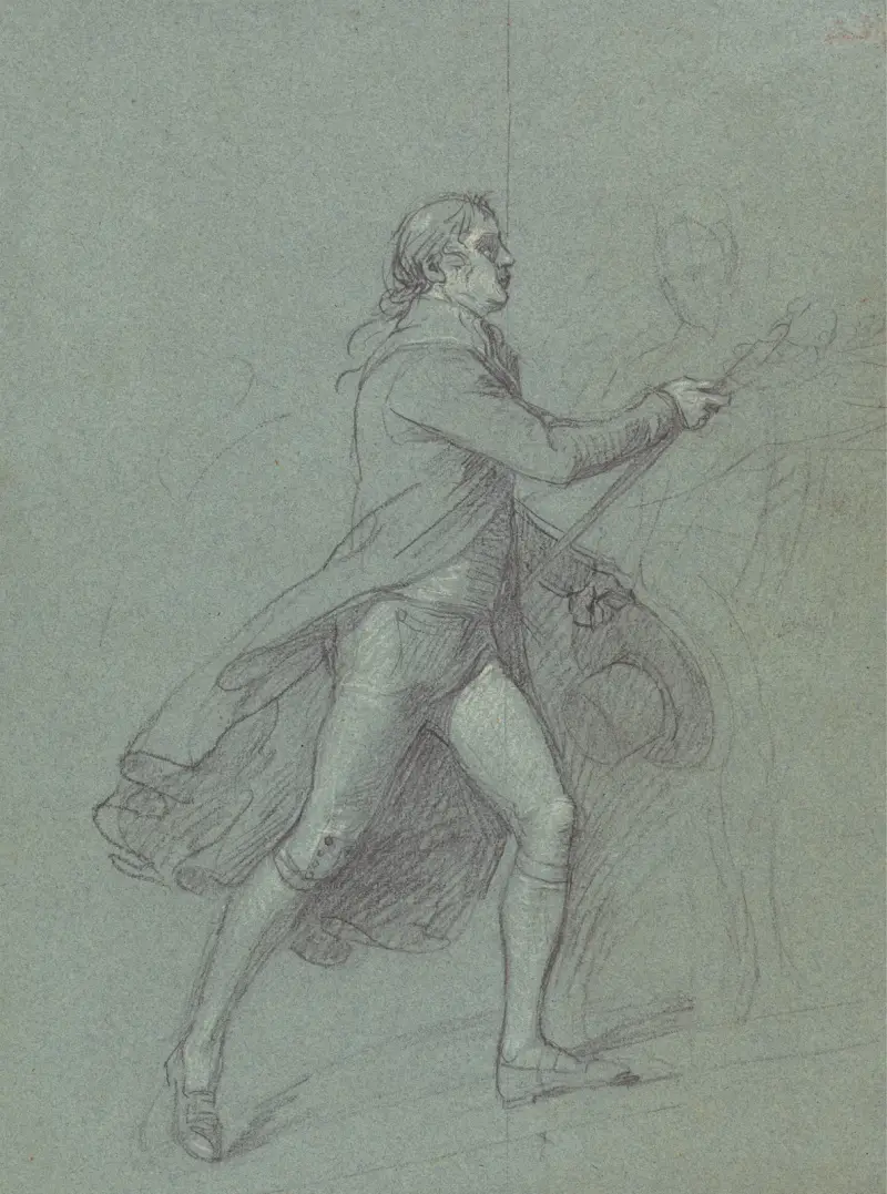 Figurstudie för målningen Victory of Lord Duncan: Studie för amiral de Winters figur av John Singleton Copley