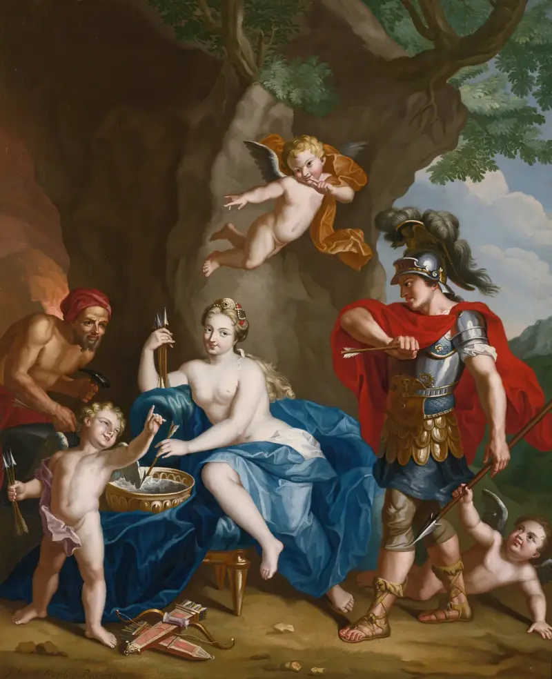 Mars, Venus och Vulcanus; Vulcanus smedja av John Singleton Copley