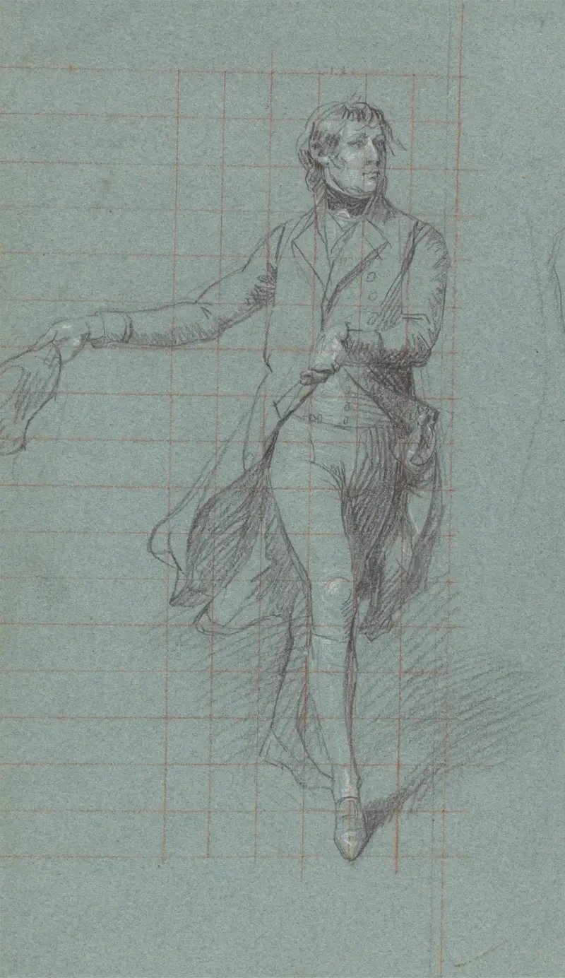 Studie av kapten William George Fairfax för målningen 'Lord Duncans seger' av John Singleton Copley