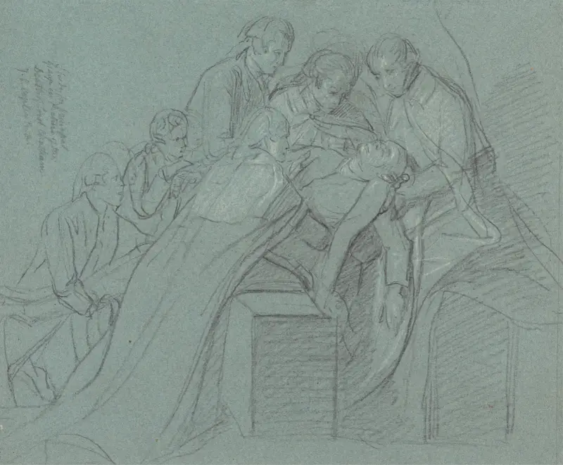 Studie för den centrala gruppen i 'Earl of Chathams död' av John Singleton Copley