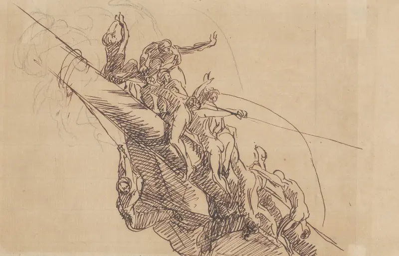 Studie till 'The Defeat of the Floating Batteries at Gibraltar' av John Singleton Copley