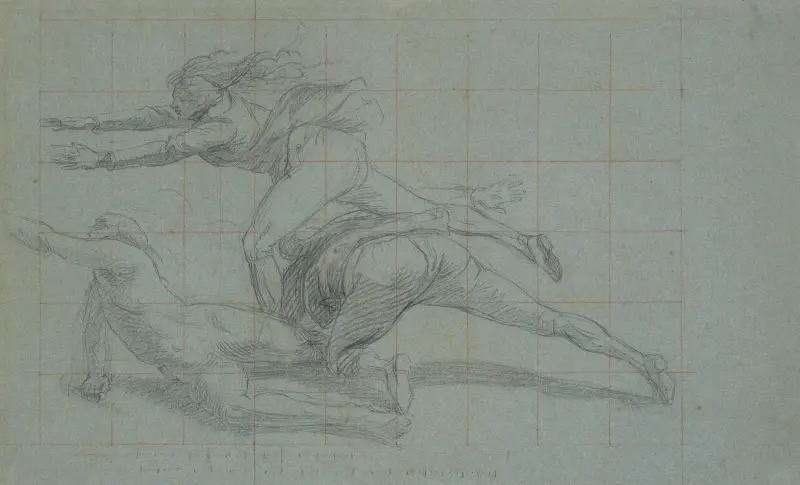 Studie till 'Belägringen av Gibraltar'; Tre figurer av John Singleton Copley