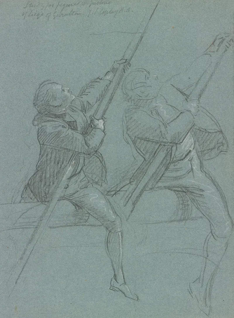 Zwei Studien eines Mannes rittlings auf einer Kanone von John Singleton Copley