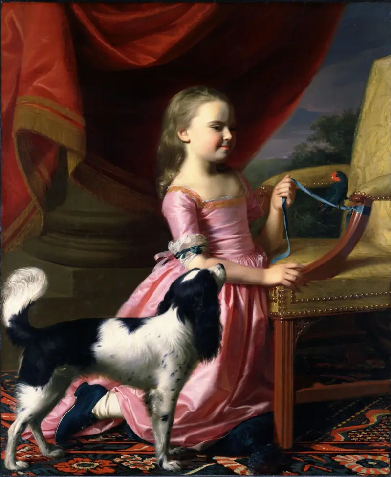 Young Lady With A Bird And A Dog av John Singleton Copley