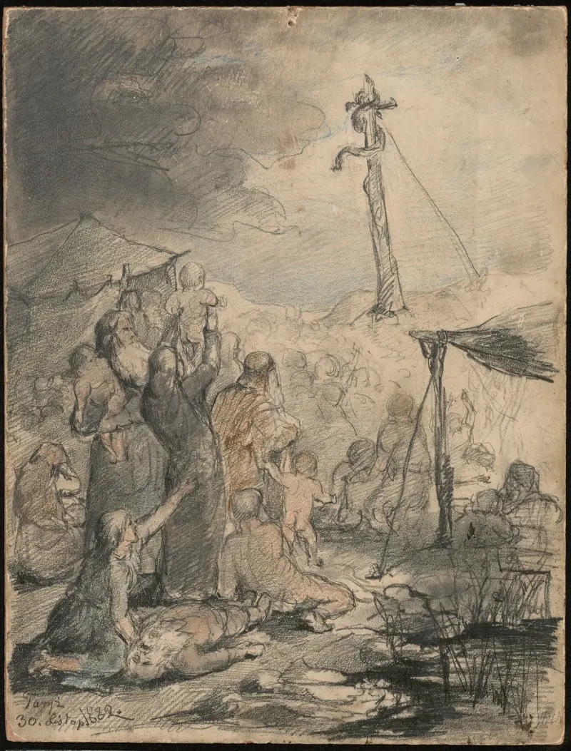 Copper Serpent Built in the Wilderness by Moses av Anna Bilińska-Bohdanowicz