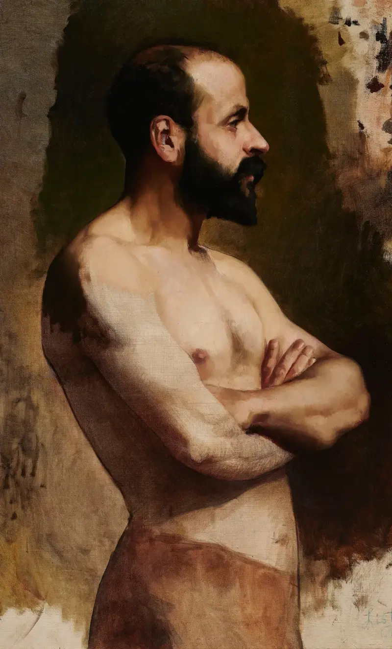 Study of a Semi-Nude Man av Anna Bilińska-Bohdanowicz