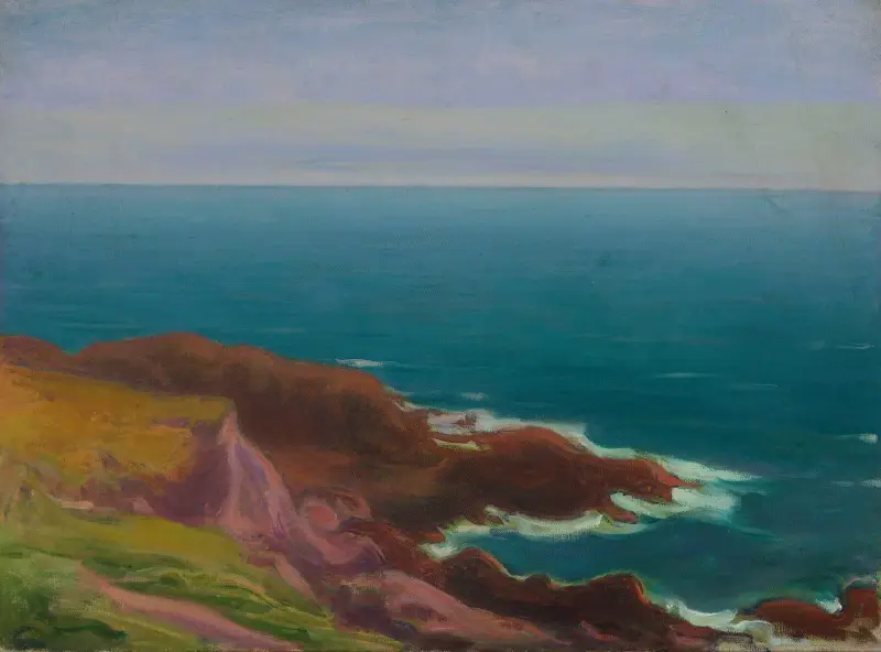 Meer mit rötlichen Felsen von Władysław Ślewiński