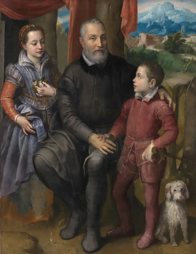 Portrait Group with the Artist’s Father Amilcare Anguissola and her siblings Minerva and Astrubale av Sofonisba Anguissola