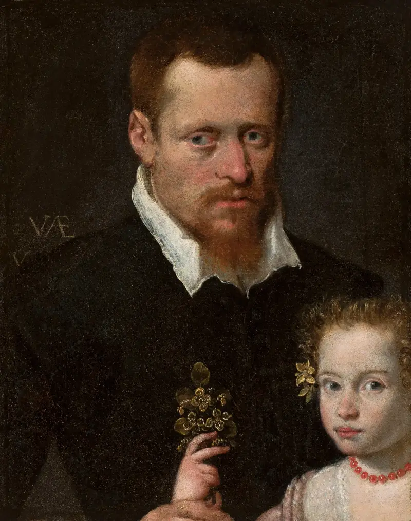 Portrait of a man with his daughter av Sofonisba Anguissola