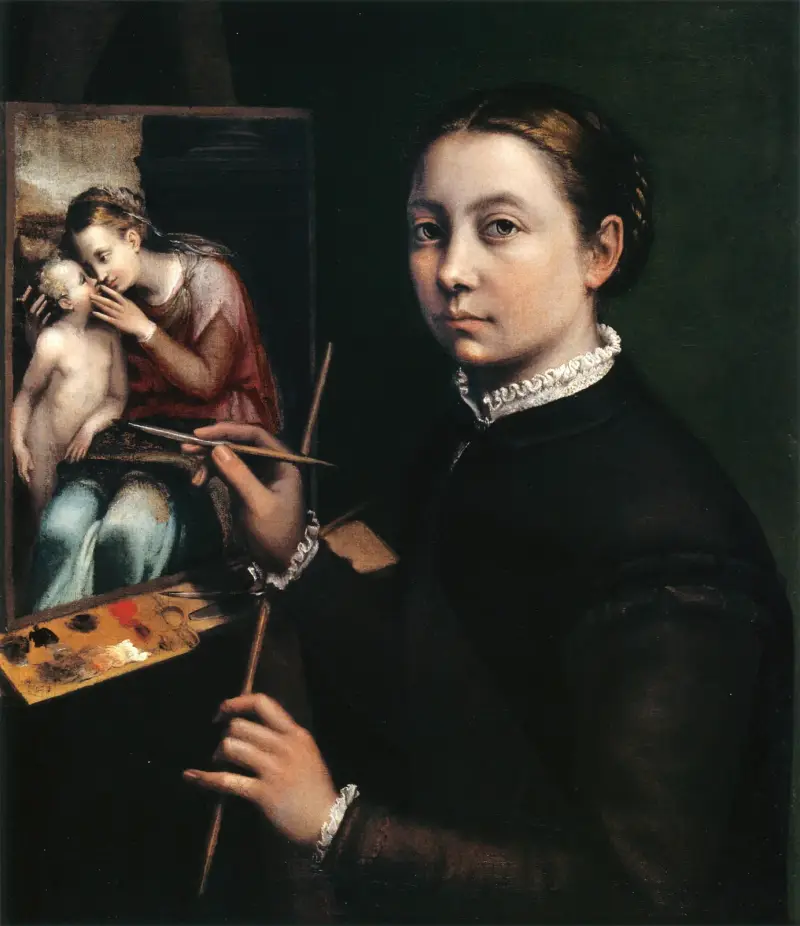 Self-portrait at the easel av Sofonisba Anguissola
