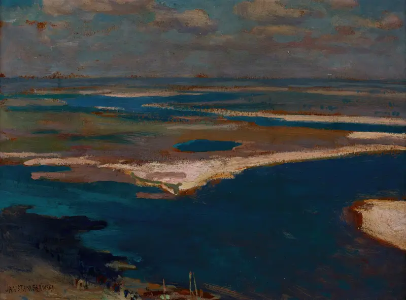 The Dnieper River in Blue av Jan Stanisławski