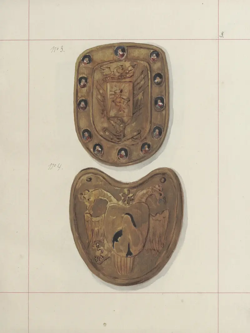 Angriffs- und Verteidigungswaffen in Polen. Bd. 3, Rüstungen, Schusswaffen, Pferdegeschirr Pl.002 von Boleslaw Starzyński